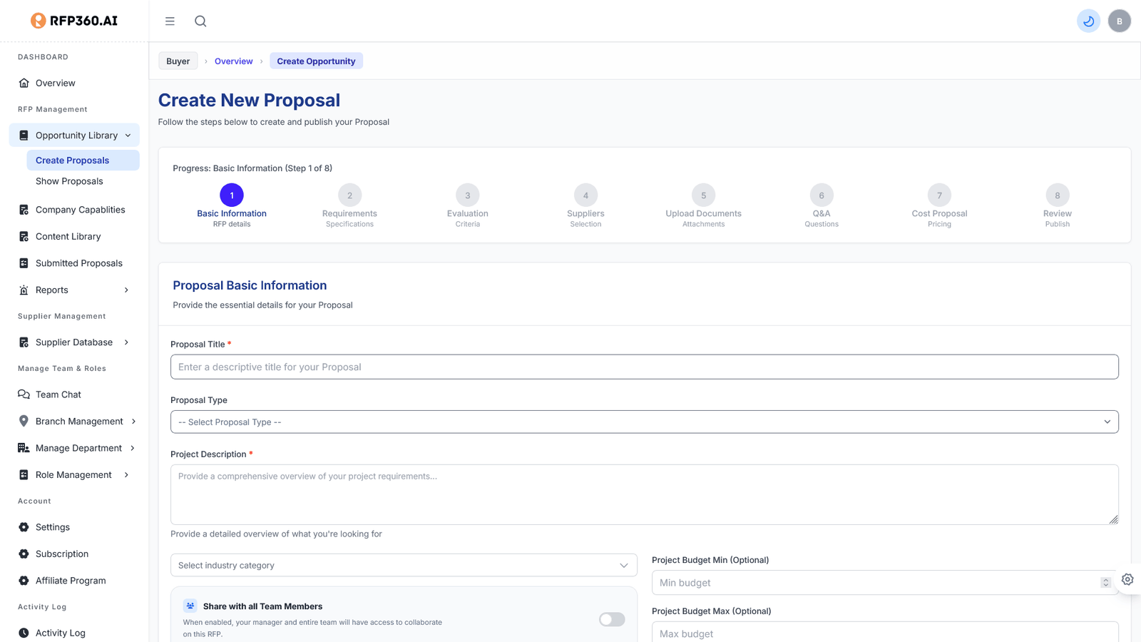 Create a proposal buyer-side.